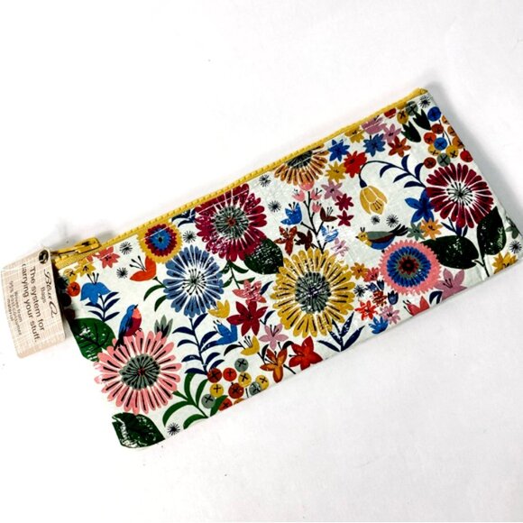 Blue Q Flower Field Floral Zipper Pencil Pouch Travel Case NWT - Picture 1 of 10
